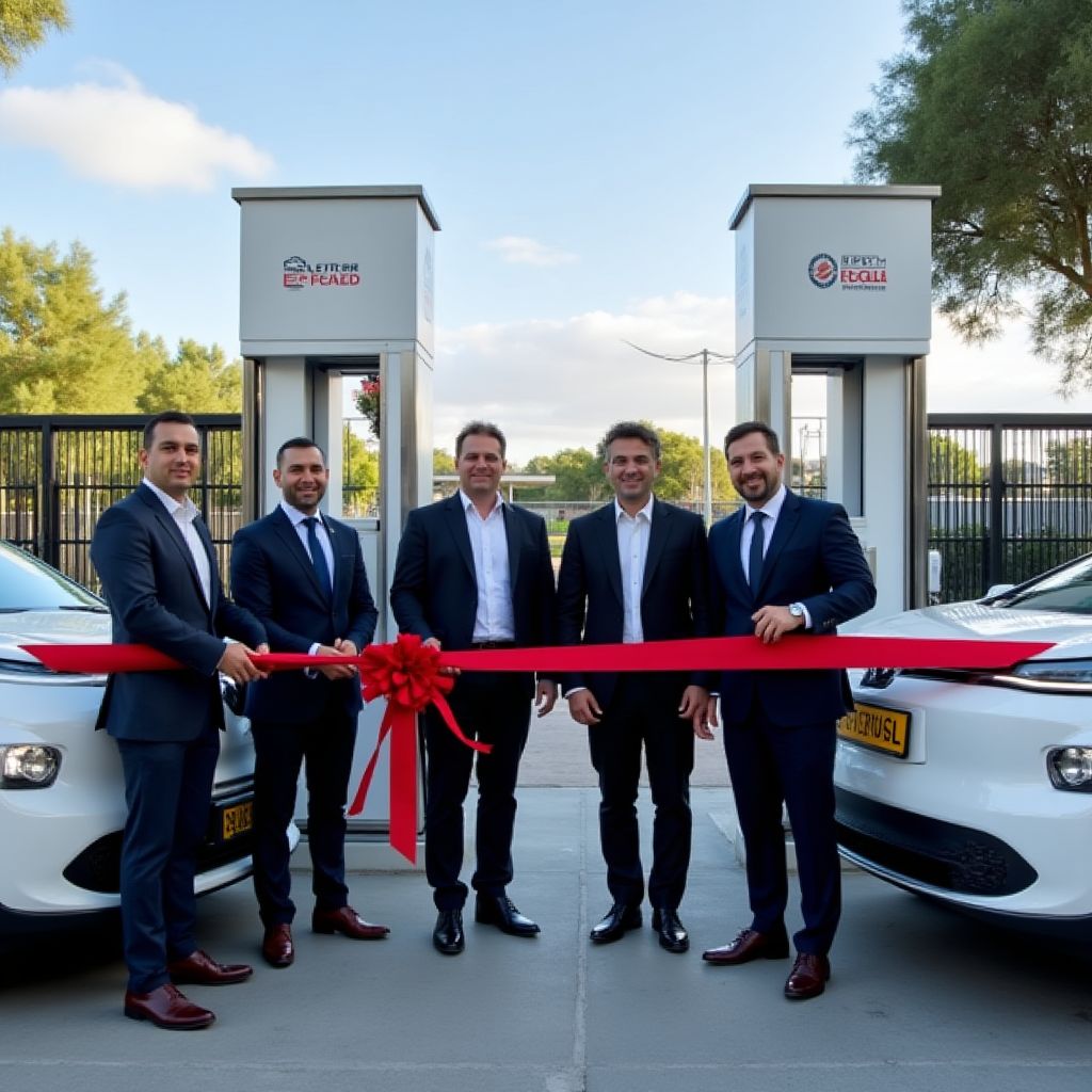Fundadores de ElectroInvest en primera estación de carga